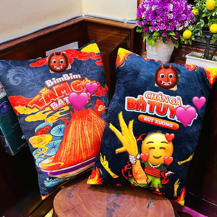 Gấu bông Gối ôm Ăn cùng B...a T,u.y,ế.t In hình 3D Sắc nét Độc lạ 45CM , Quà tặng trẻ em, Quà tặng sinh nhật cuteee