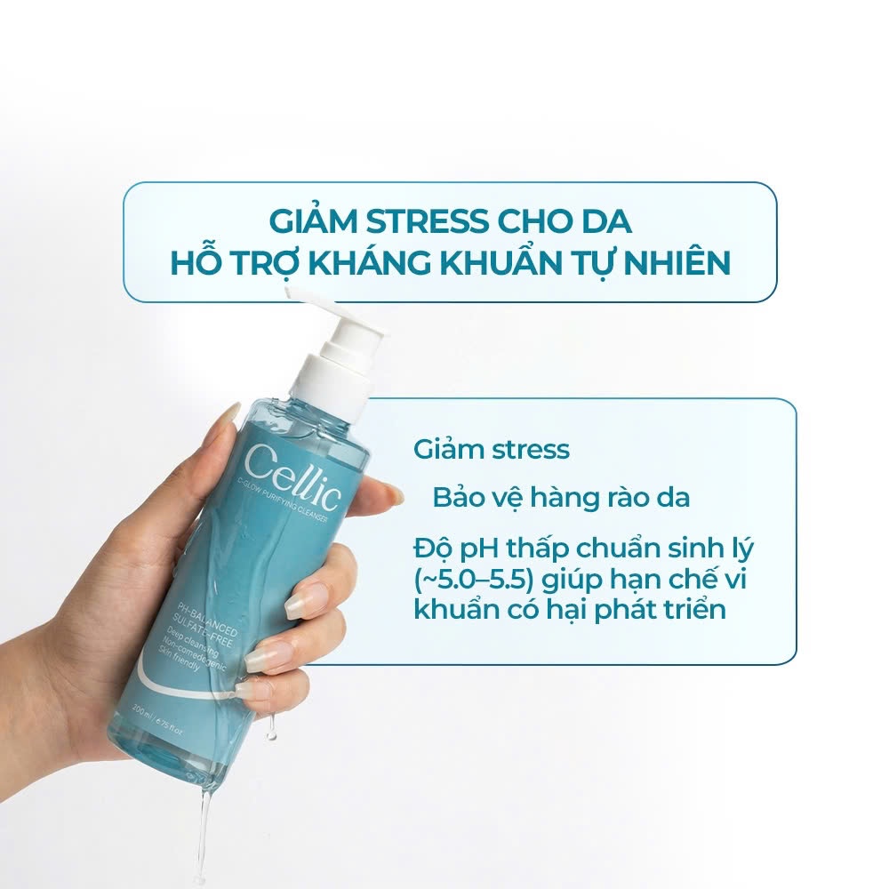 Sữa Rửa Mặt Cellic C-Glow Purifying Cleanser Không Bọt, Giữ Ẩm, Cân Bằng pH 200g