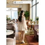 La Rosa Đầm Trễ Vai Tay Bồng Dáng Xòe Tiểu Thư, Đầm Phối Ren Hoa Nổi Bật Nàng Diện Đi Cafe, Dự Tiệc...Đều Hợp V1443 — ảnh 6