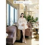 La Rosa Đầm Trễ Vai Tay Bồng Dáng Xòe Tiểu Thư, Đầm Phối Ren Hoa Nổi Bật Nàng Diện Đi Cafe, Dự Tiệc...Đều Hợp V1443 — ảnh 5