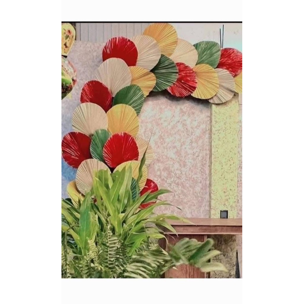 combo 5 lá cọ màu đỏ tươi khách trang trí decor