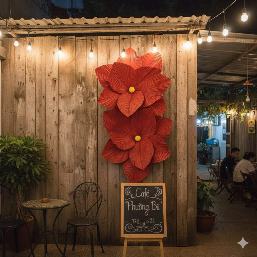 combo 20 lá cọ màu đỏ trang trí decor