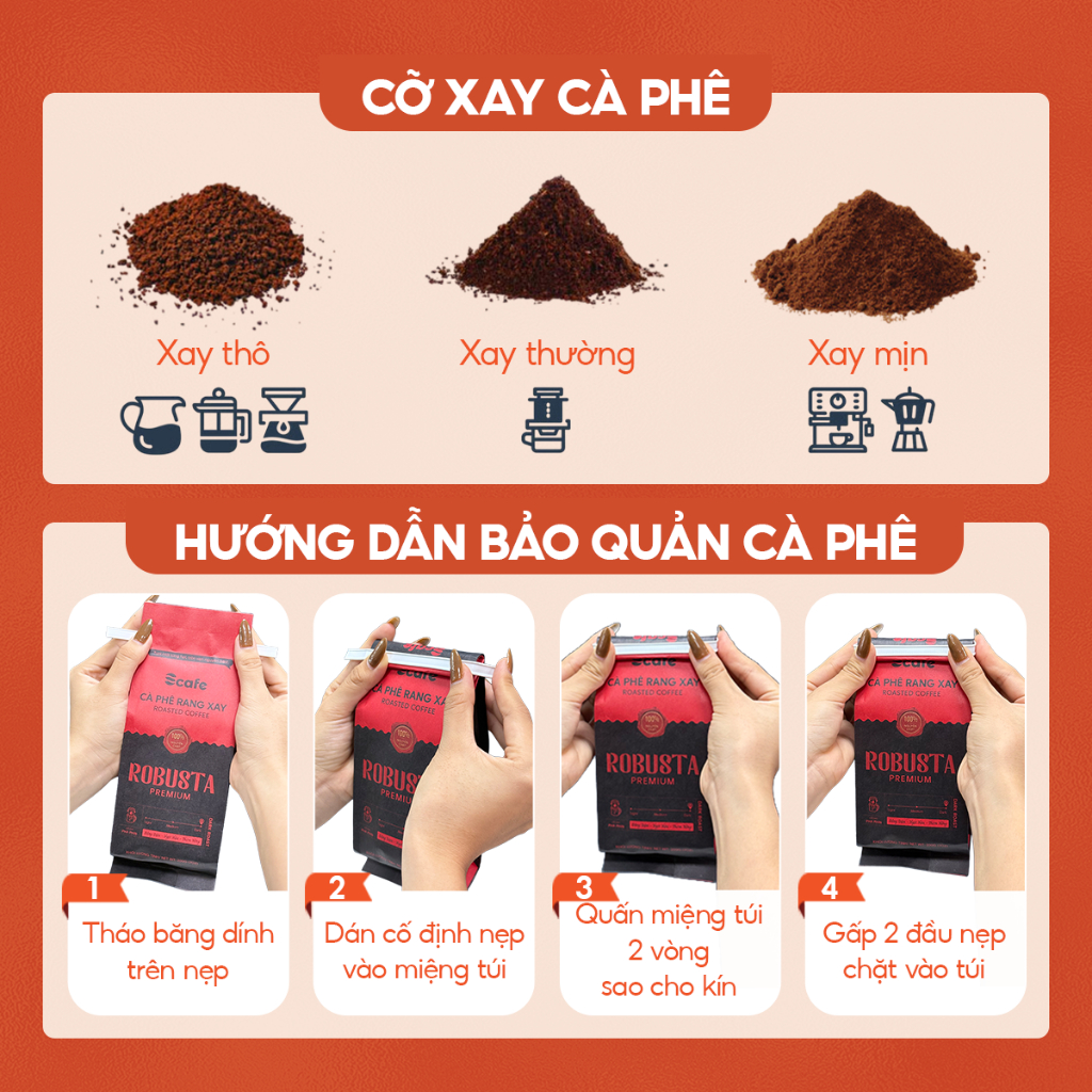 Cà phê rang xay nguyên chất Robusta Honney Gu truyền thống, đắng vừa, hậu ngọt, pha phin và pha máy