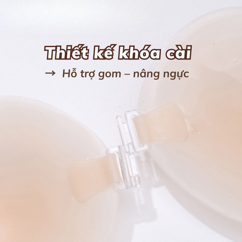 Miếng dán ngực Mango tàng hình keo silicon bám dính tốt tệp da khóa cài trước tiện lợi LANIXA D0156