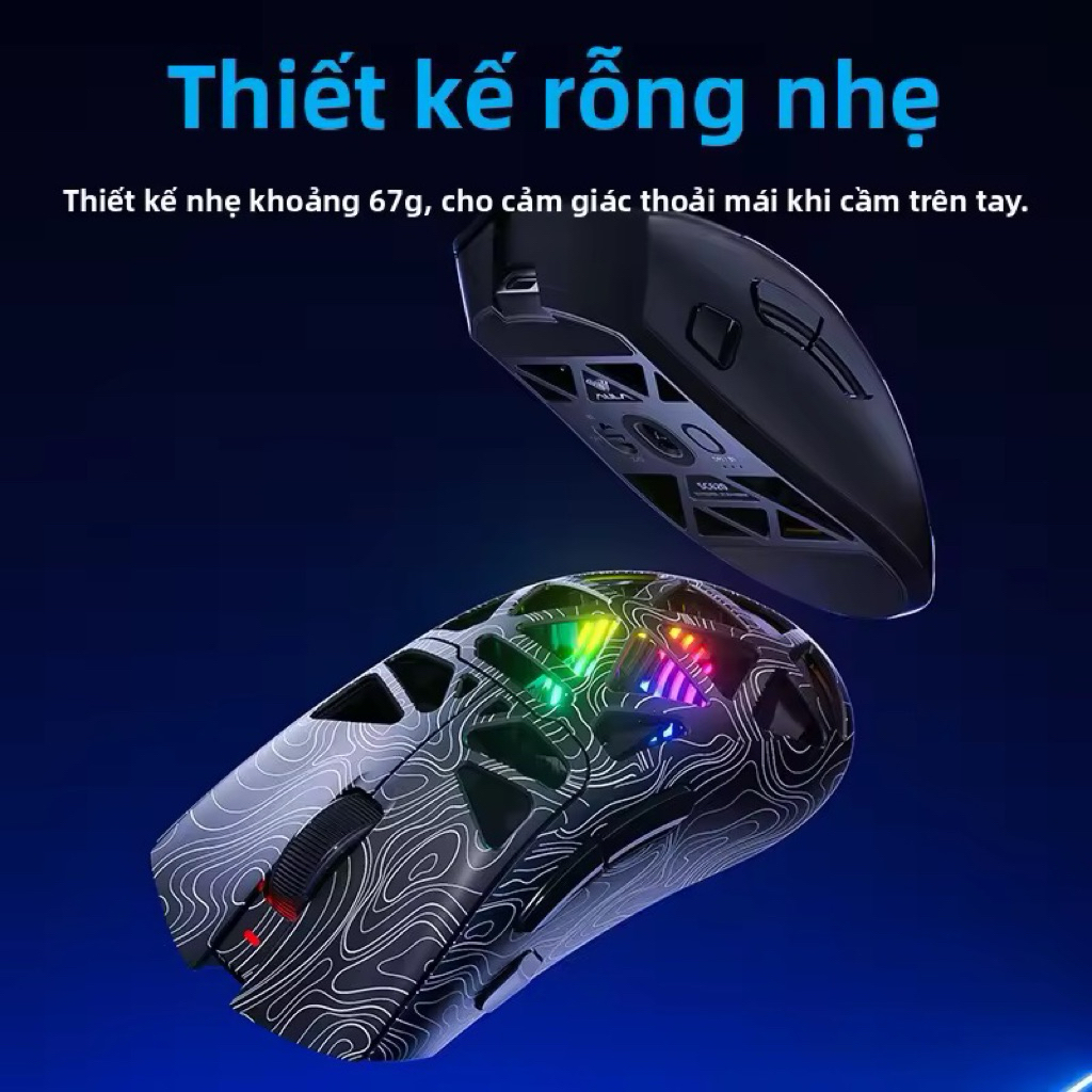 AULA SC620 chuột không dây Hollow Out Thiết kế nhẹ Ba chế độ 12000 DPI Game Office Mouse