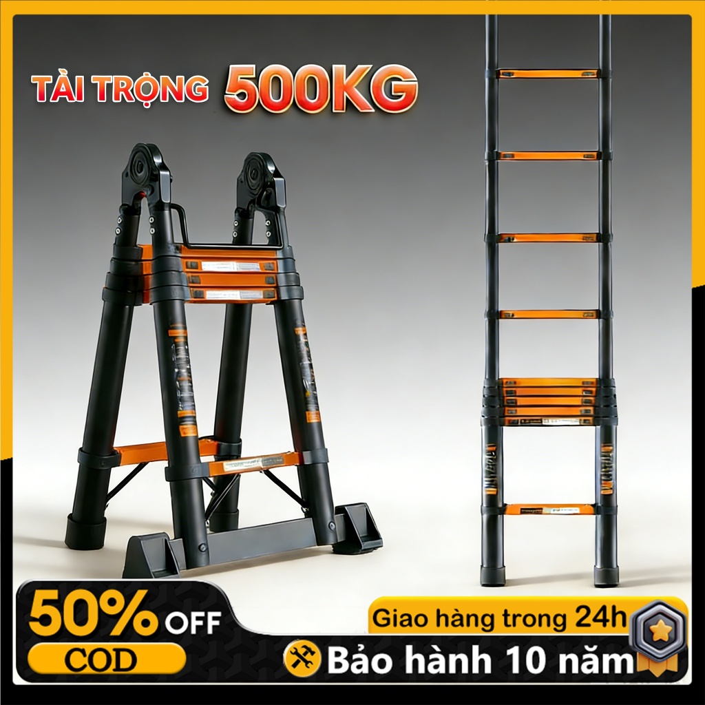 Thang Nhôm Rút Đôi Chữ A REAIM 3,4m - 4,2m - 5m - 5,8m Thang Rút Nhôm ...