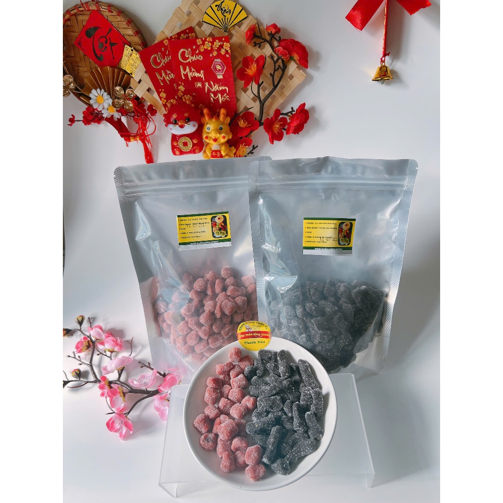 Set 1kg Gồm 500g Kẹo Dâu Tây +500g Kẹo Dâu Tằm
