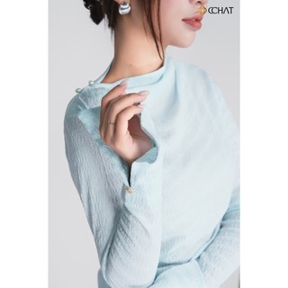 Áo Thun 𝐂𝐂𝐇𝐀𝐓 Dáng Ôm Xixi Xếp Ly Vai Chất Liệu Cao Cấp 25TDC2002OT