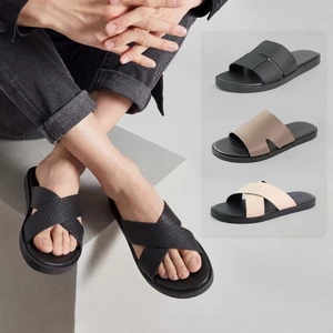 Dép da nam CORVIN quai da Microfiber đế bằng cao su bền bỉ chống thấm nước chống trơn trượt chống hôi chân