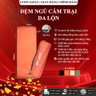 Đệm ngủ tự bơm hơi chính hãng Lysin, chất liệu da lộn - 70cm chống thấm nước, cắm trại, du lịch, xe hơi nhỏ gọn - êm dày