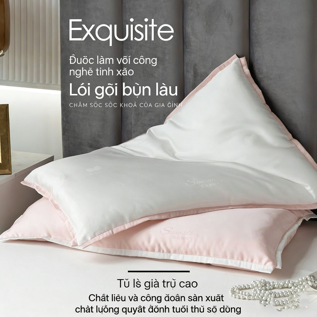 Gối Tencel Tơ Tằm Siêu Mềm - Nâng Đỡ Cổ, Ngủ Ngon, Cho Cả Gia Đình - HOT BÁN CHẠY