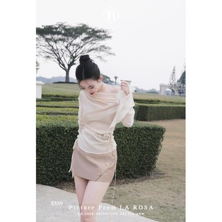 Set Váy Áo Tiểu Thư Lệch Vai LA ROSA Kèm Belt Hoa Xinh Tôn Dáng Set Dự Tiệc, Dạo Phố, Nhiều Dịp S559