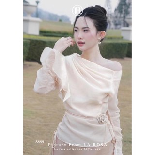 Set Váy Áo Tiểu Thư Lệch Vai LA ROSA Kèm Belt Hoa Xinh Tôn Dáng Set Dự Tiệc, Dạo Phố, Nhiều Dịp S559