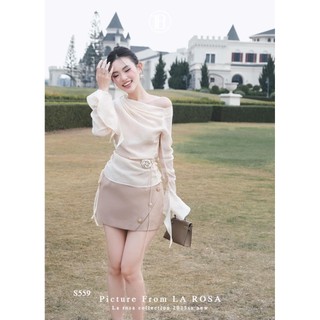 Set Váy Áo Tiểu Thư Lệch Vai LA ROSA Kèm Belt Hoa Xinh Tôn Dáng Set Dự Tiệc, Dạo Phố, Nhiều Dịp S559