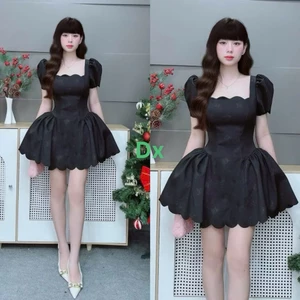 Đầm nữ xược Hàn dáng xòe tay phồng tiểu thư, váy ngắn tôn dáng, mặc đi chơi dự tiệc