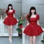 Đầm nữ xược Hàn dáng xòe tay phồng tiểu thư, váy ngắn tôn dáng, mặc đi chơi dự tiệc