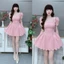 Đầm nữ xược Hàn dáng xòe tay phồng tiểu thư, váy ngắn tôn dáng, mặc đi chơi dự tiệc