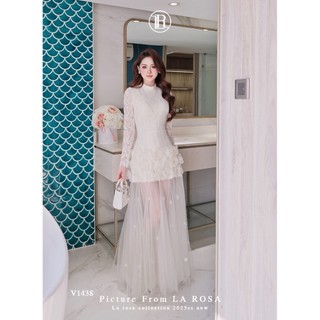 Đầm Ren Dài Tay Dáng Dài Phối Lưới Đính Hoa Sang Chảnh LA ROSA Váy Dự Tiệc, Sinh Nhật, Hẹn Hò V1438
