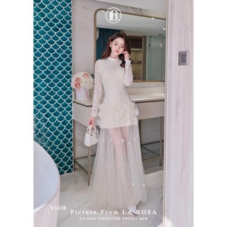 Đầm Ren Dài Tay Dáng Dài Phối Lưới Đính Hoa Sang Chảnh LA ROSA Váy Dự Tiệc, Sinh Nhật, Hẹn Hò V1438