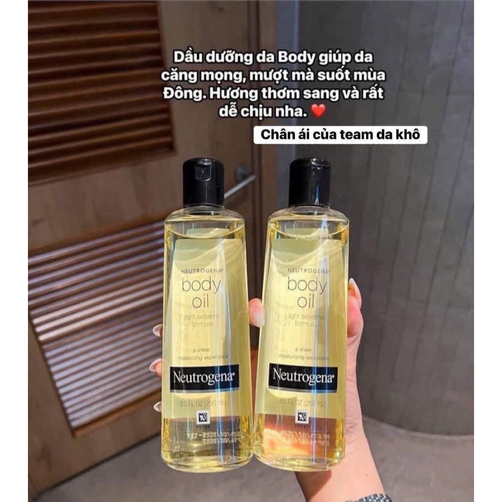 Dầu dưỡng thể Body Oil Neutrogena 250ml | Dầu dưỡng mềm mọng, dịu nhẹ, giữ ẩm lâu