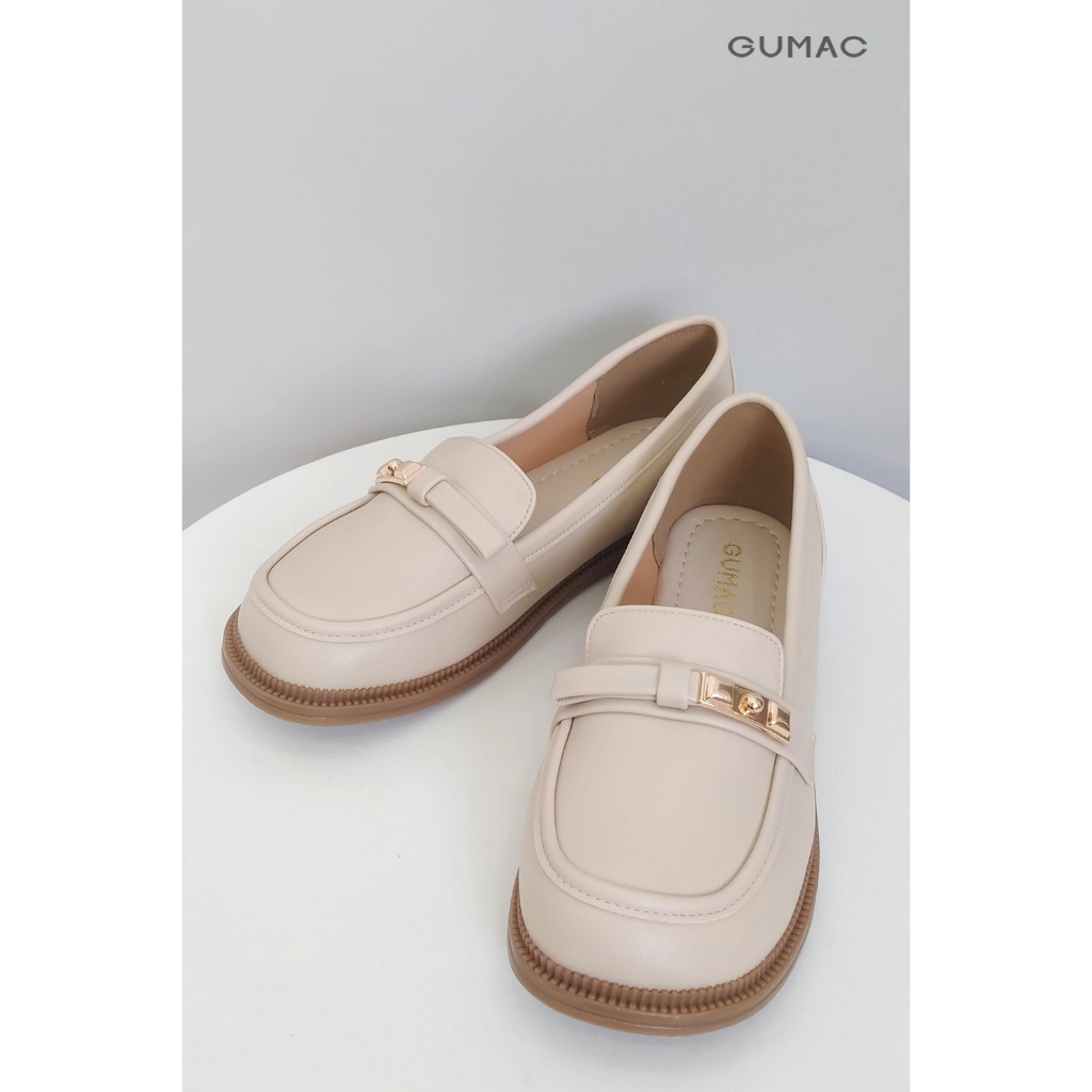 Giày Nữ GUMAC Búp Bê Đế Bệt Mũi Tròn Phối Khóa Dễ Mang Dễ Phối Đồ GF12006