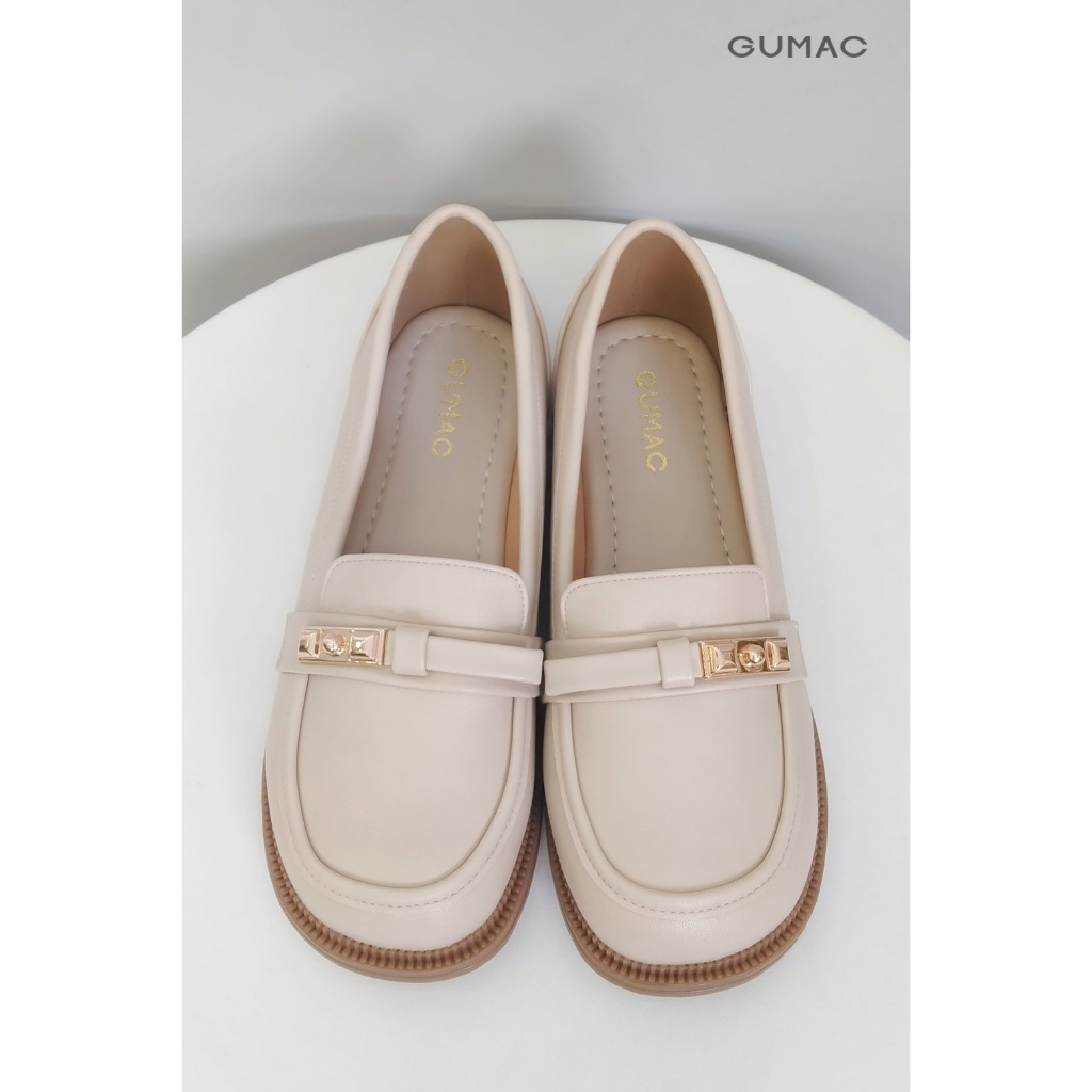 Giày Nữ GUMAC Búp Bê Đế Bệt Mũi Tròn Phối Khóa Dễ Mang Dễ Phối Đồ GF12006