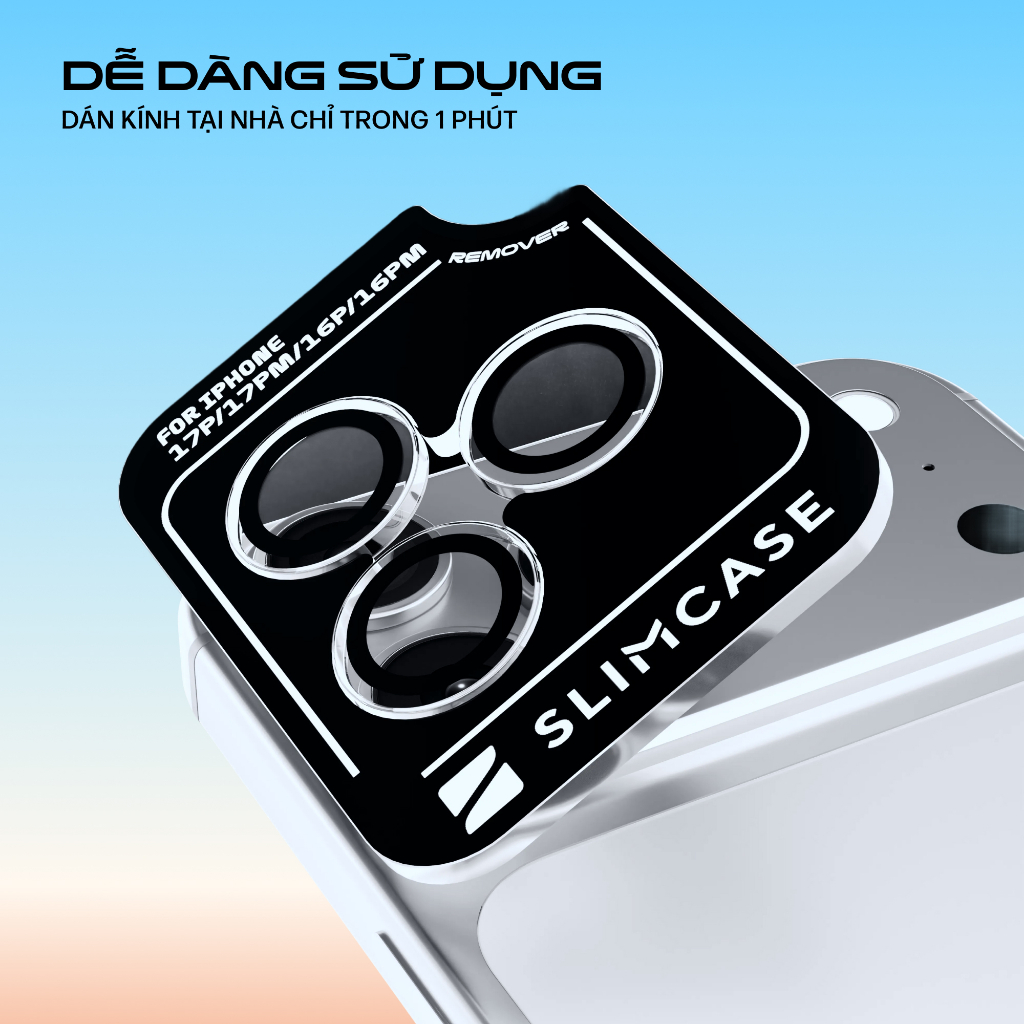 Kính cường lực bảo vệ camera cho iPhone 17 16 Series & 15 Pro / Pro Max Slimcase - Mỏng 0.5mm, giữ nguyên chất lượng ảnh