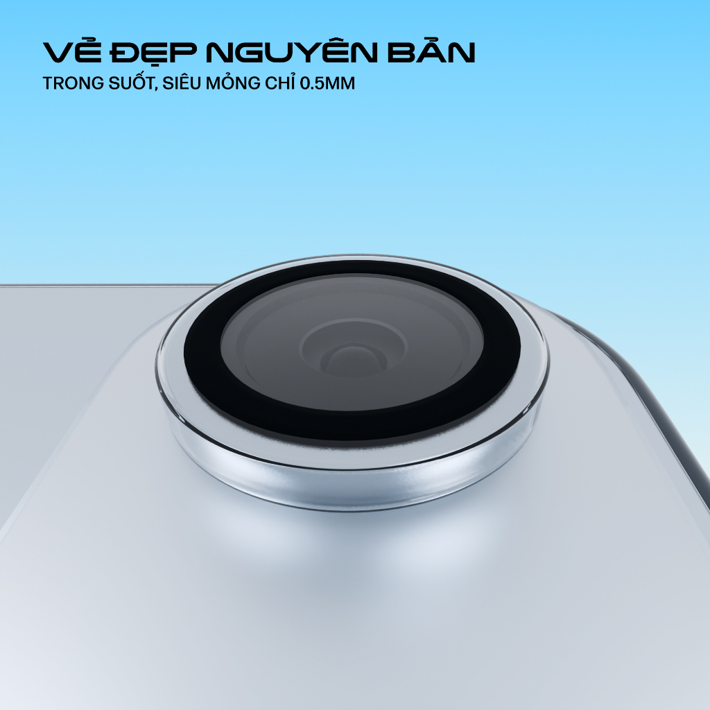 Kính cường lực bảo vệ camera cho iPhone 17 16 Series & 15 Pro / Pro Max Slimcase - Mỏng 0.5mm, giữ nguyên chất lượng ảnh