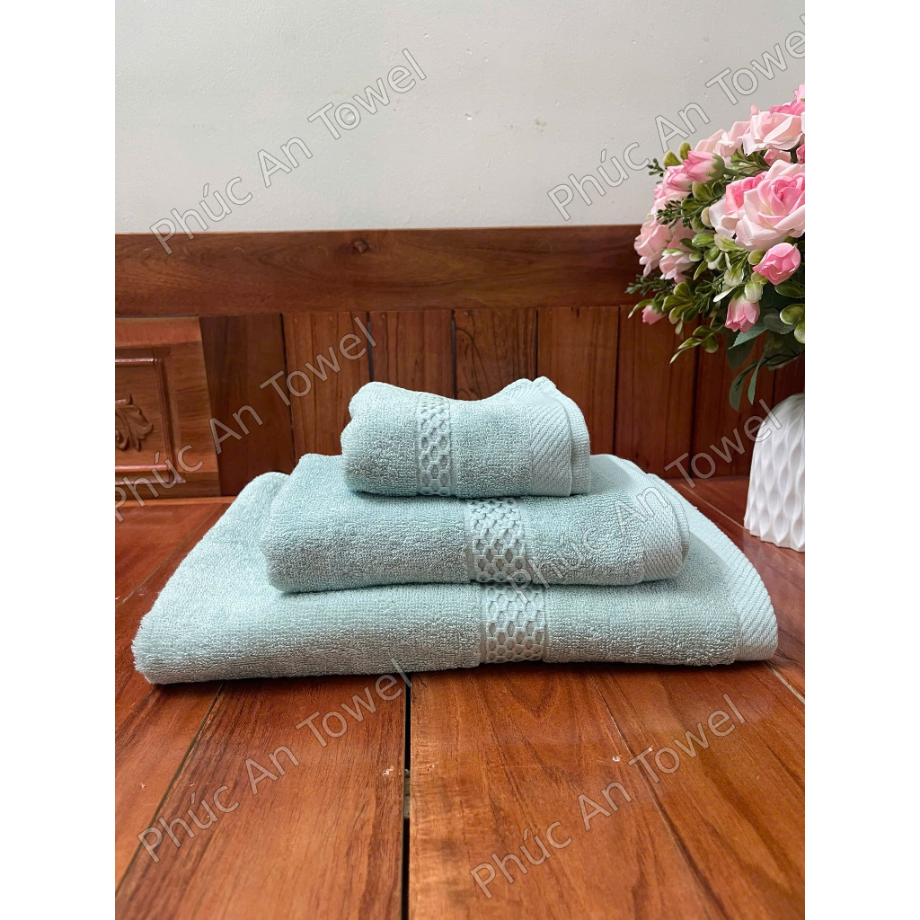 Bộ 3 Khăn Phúc An Towel, Cotton Cao Cấp, Khăn Tắm Gội Lau Mặt, Mềm Mịn Thấm Hút, Không Ra Màu