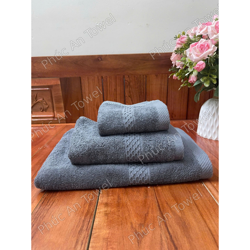 Bộ 3 Khăn Phúc An Towel, Cotton Cao Cấp, Khăn Tắm Gội Lau Mặt, Mềm Mịn Thấm Hút, Không Ra Màu