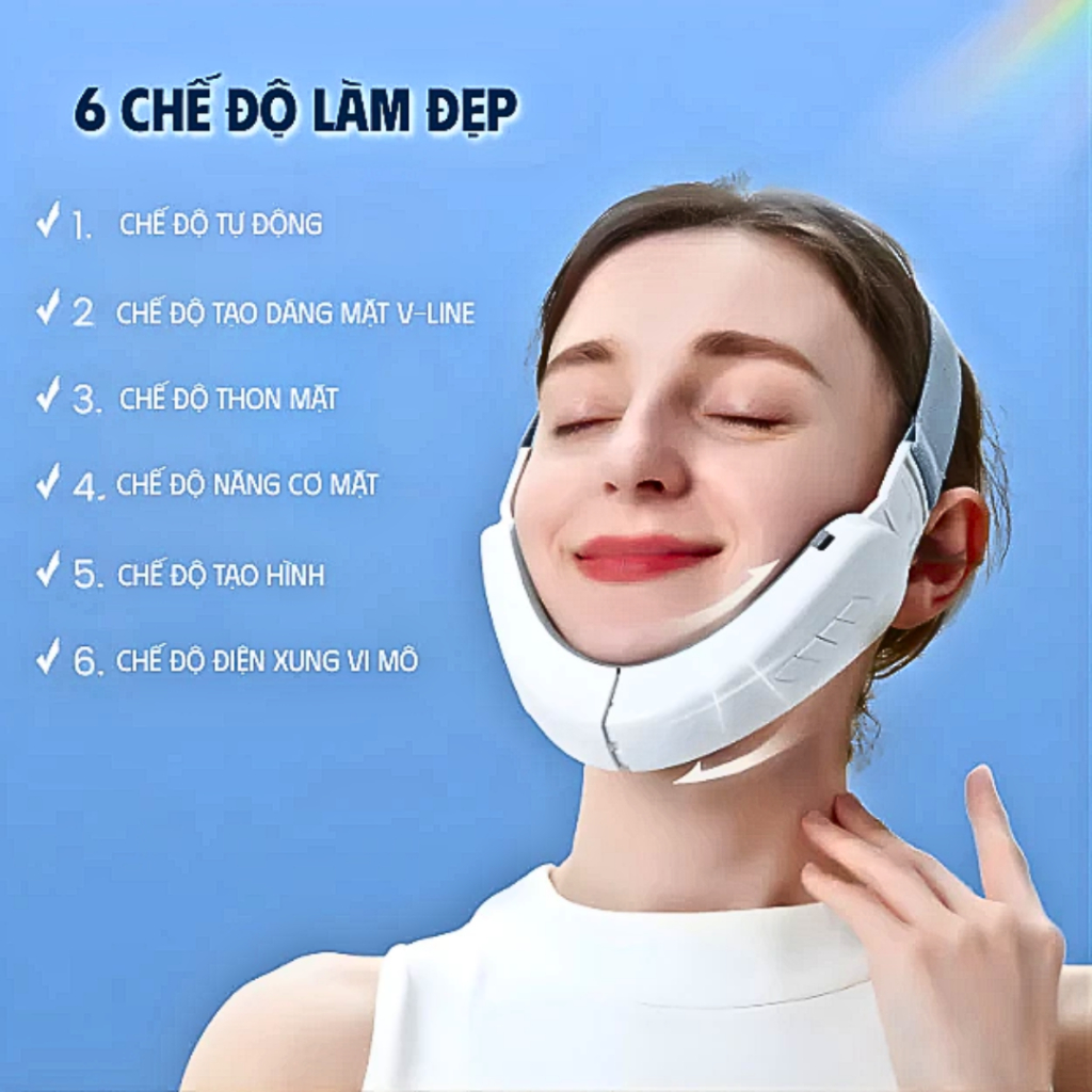 Máy Massage Nâng Cơ Mặt Tạo Cằm V-Line Thông Minh - Đai Massage EMS 12 Cấp Độ, Nâng Cơ Trẻ Hóa Da