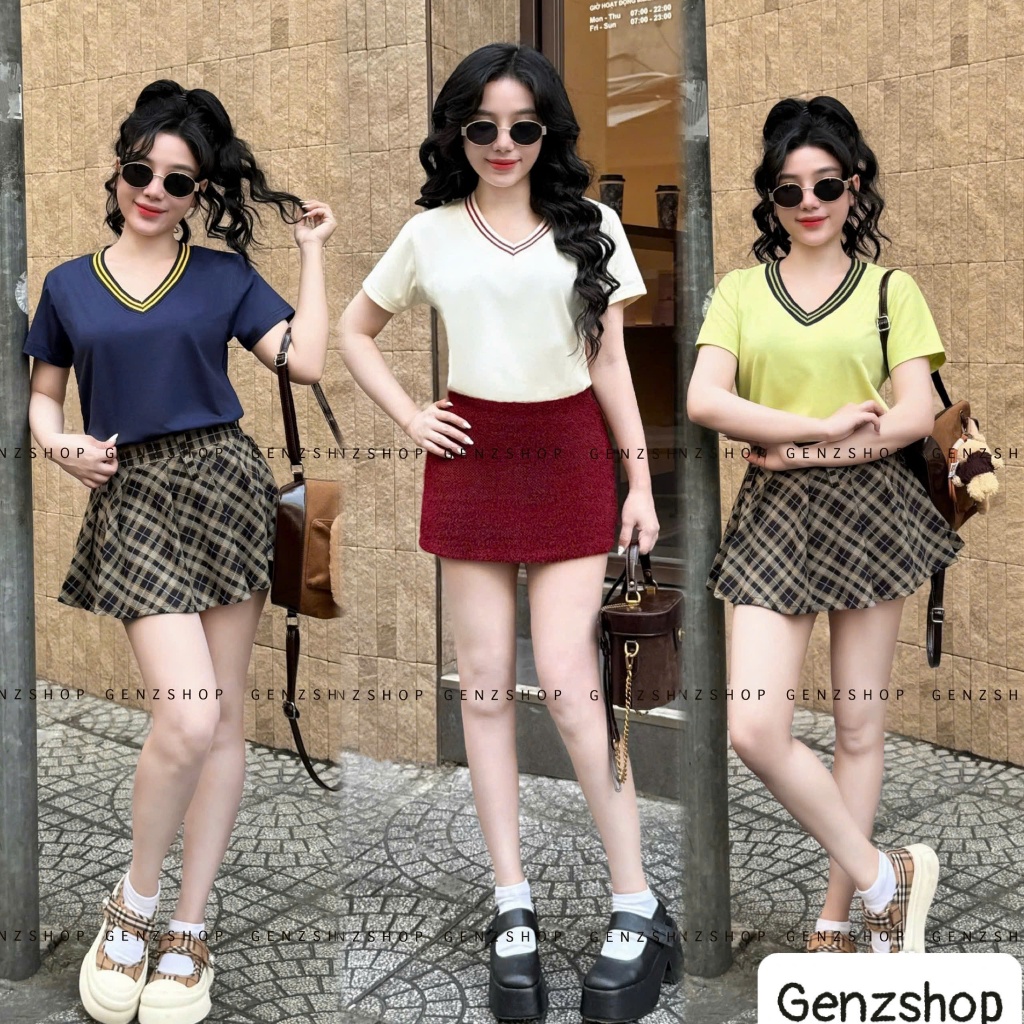 Áo Thun Nữ CỔ TIM PHÓI MÀU Xinh Xắn Form BabyTee Vừa Vặn BST26