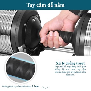 Tạ Tay Điều Chỉnh LYSIN 40kg (bộ 80kg) –Tăng Giảm 1kg,Tay Cầm Cao Su Bảo Vệ Tay, Bền Bỉ Chuẩn Nhật, tập gym, cơ tại nhà