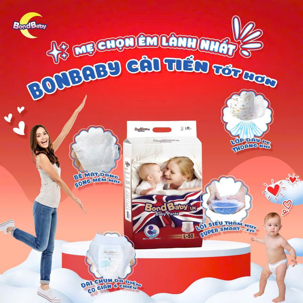 BON BABY UK- 2BỊCH  Chống hăm, Chống tràn, Không kích ứng da. Đủ size cho bé.