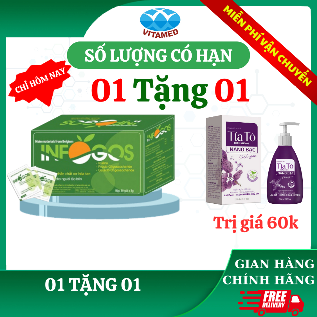 Infogoss 3g IAP - Chất xơ hòa tan hỗ trợ giảm táo bón, nhuận tràng (30 gói)