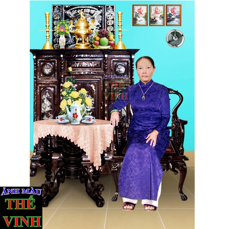 Phục hồi và ghép Ảnh Thờ  Gia Tiên 1 Bà, In bằng giấy ảnh chuyên dụng bền màu trên 50 năm - Ảnh Màu Thế Vinh
