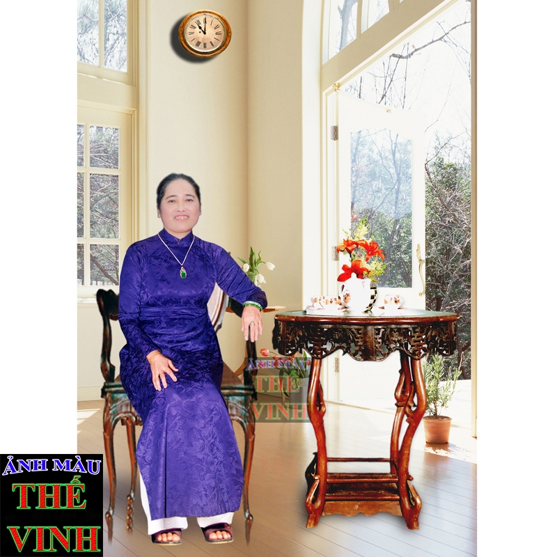 Phục hồi và ghép Ảnh Thờ  Gia Tiên 1 Bà, In bằng giấy ảnh chuyên dụng bền màu trên 50 năm - Ảnh Màu Thế Vinh