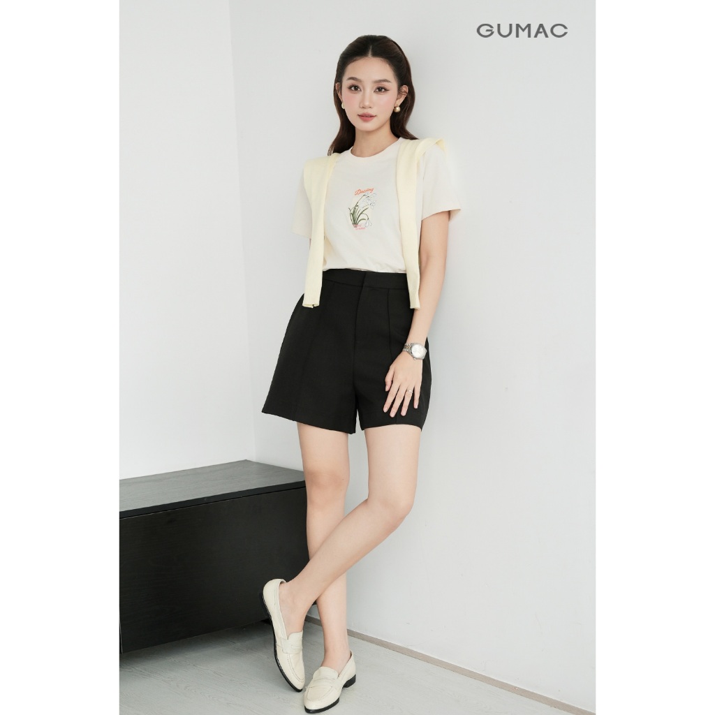 Áo Thun Nữ GUMAC Form Regular Cổ Tròn Tay Ngắn In Phía Trước Áo ATF09011