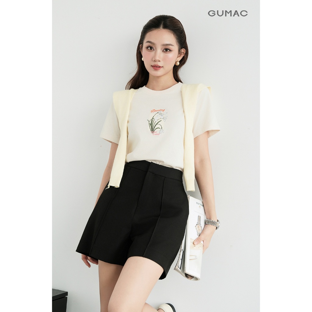 Áo Thun Nữ GUMAC Form Regular Cổ Tròn Tay Ngắn In Phía Trước Áo ATF09011