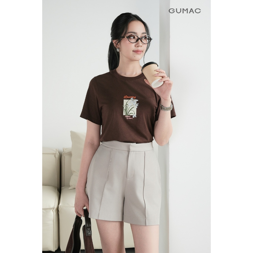 Áo Thun Nữ GUMAC Form Regular Cổ Tròn Tay Ngắn In Phía Trước Áo ATF09011