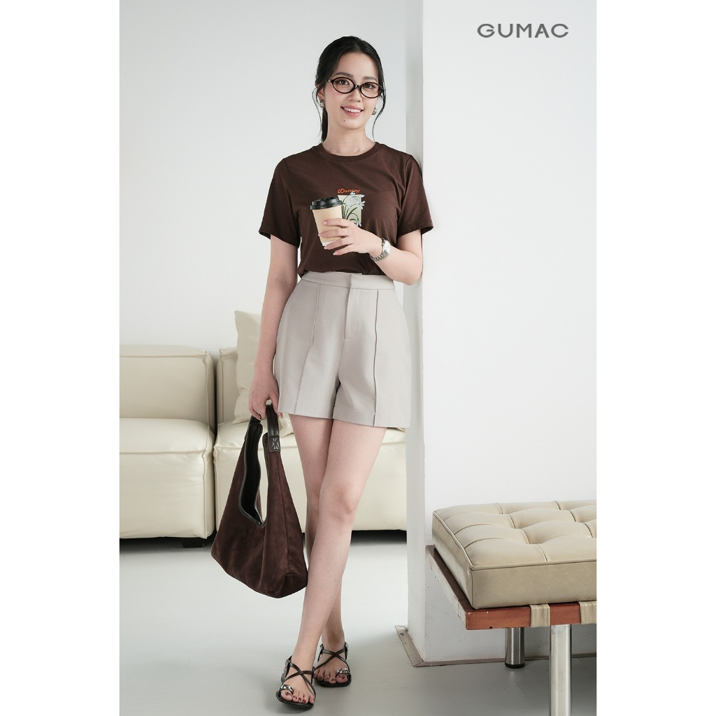 Áo Thun Nữ GUMAC Form Regular Cổ Tròn Tay Ngắn In Phía Trước Áo ATF09011