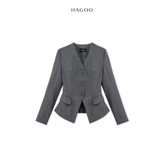 Set 2 chi tiết lẻ Áo ký giả peplum vếch & Quần ống suông bổ cơi túi dọc HAGOO [A9061-Q9061]