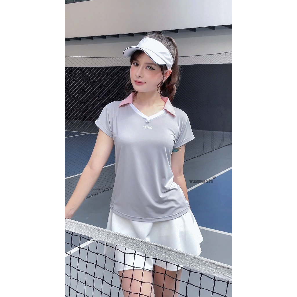 Áo Thun Thể Thao Cổ Polo ZENA Tee Vsmash Sportswear – Co Giãn Nhẹ Mát Gym Chạy Bộ Cầu Lông Yoga Tennis Pickleball