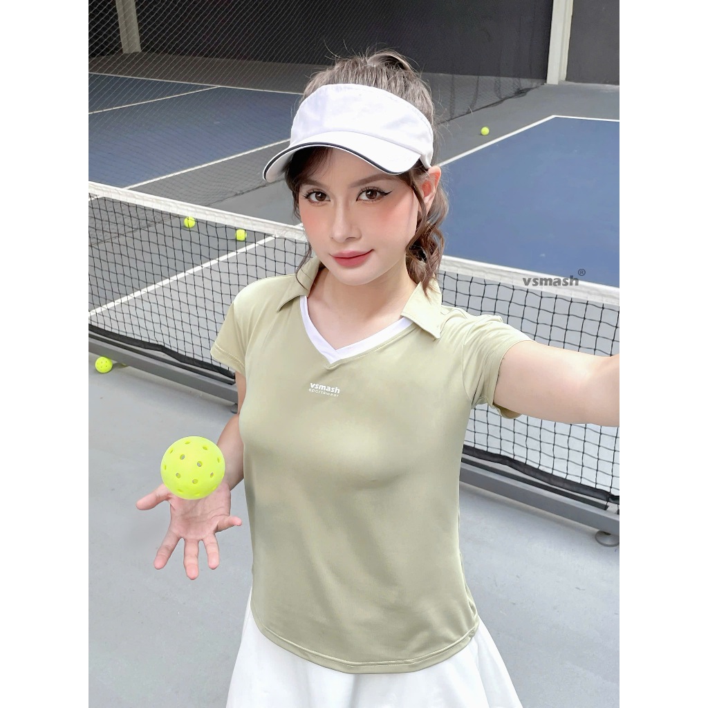 Áo Thun Thể Thao Cổ Polo ZENA Tee Vsmash Sportswear – Co Giãn Nhẹ Mát Gym Chạy Bộ Cầu Lông Yoga Tennis Pickleball