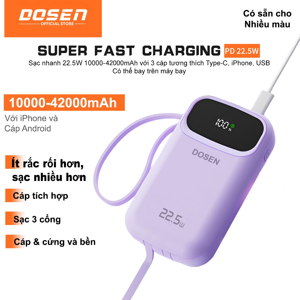 Dosen Pro Sạc dự phòng 10000mAh 20000mah 25000mAh 42000mAh pd 22.5w Sạc nhanh hai cổng tiện dụng cho điện thoại | BigBuy360 - bigbuy360.vn