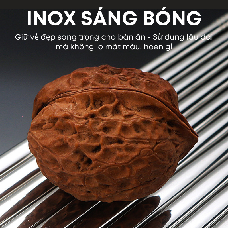 Bộ 05 Đôi Đũa Inox 304 Cao Cấp Khắc Hoa Cúc Hàn Quốc – Đũa Ăn Cơm Kháng Khuẩn, Chống Trơn, An Toàn Cho Máy Rửa Bát | 362