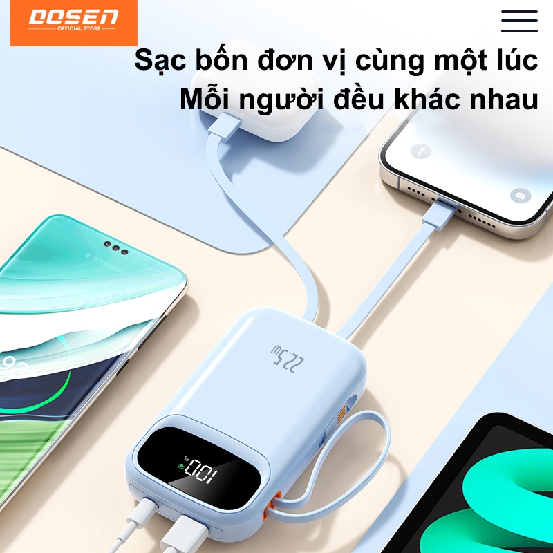 Dosen Pro Sạc dự phòng 10000mAh 20000mah 25000mAh 42000mAh pd 22.5w Sạc nhanh hai cổng tiện dụng cho điện thoại | BigBuy360 - bigbuy360.vn
