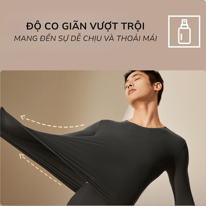 Bộ Quần Áo Giữ Nhiệt Nam Pier N05 Lưu Hương Nước Hoa - Tinh Dầu Hoa Trà Dưỡng Da, Giữ Ấm Vượt Trội