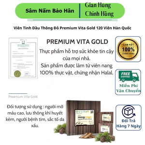 Chính Hãng Viên Tinh Dầu Thông Đỏ Premium Vita Gold 120 Viên Hàn Quốc ( hàng mới về )