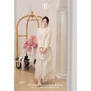 Set Áo Dạ Đính Hoa Ôm Eo Tôn Dáng Phối Chân Váy Dài Tiểu Thư LA ROSA Set Công Sở, Dự Tiệc Sang Chảnh S1051
